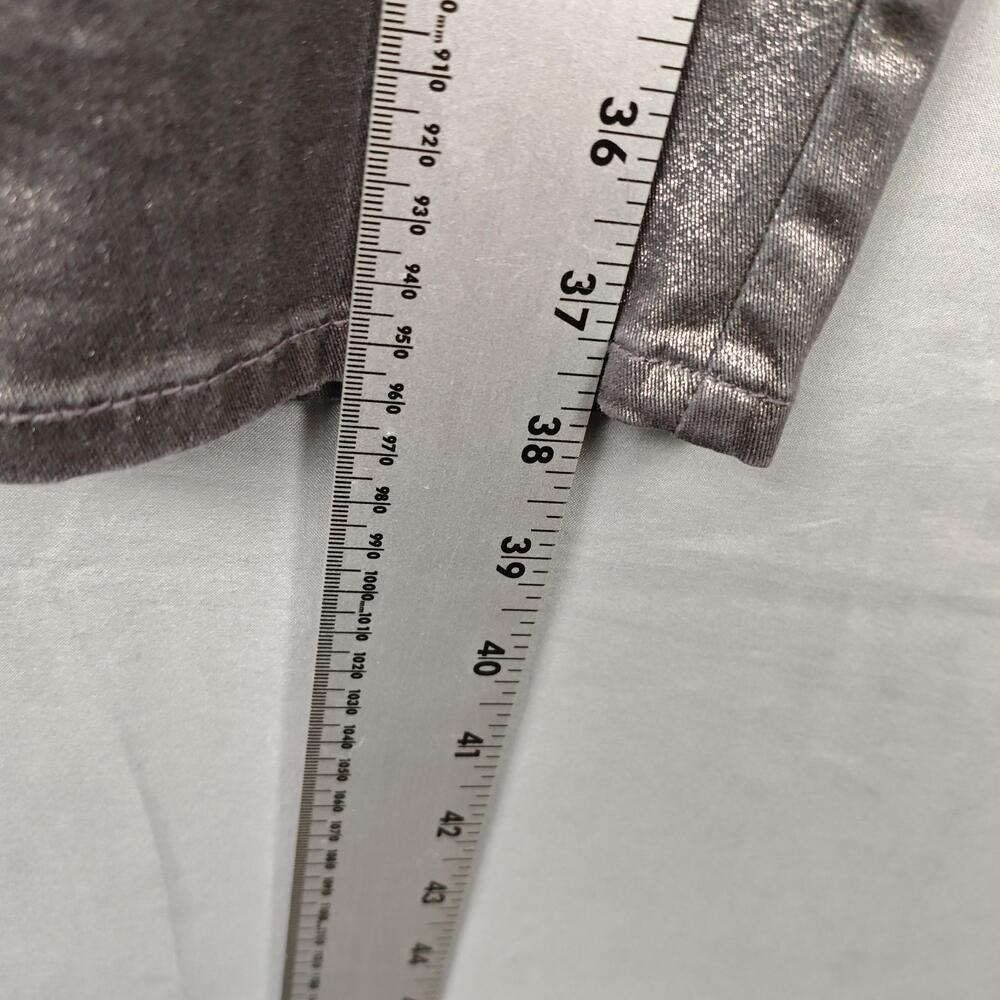 White House Black Market Pants Womens 14 Silver The Skinny Ankle Metallic Coated - Picture 6 of 16